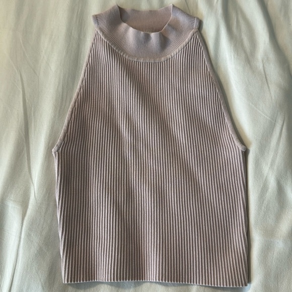 Pink aritzia Babaton sculpt knit mockneck halter top - Picture 2 of 3